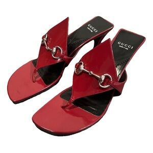Gucci Horsebit Mariane Thong Classic Sandals Mules Red